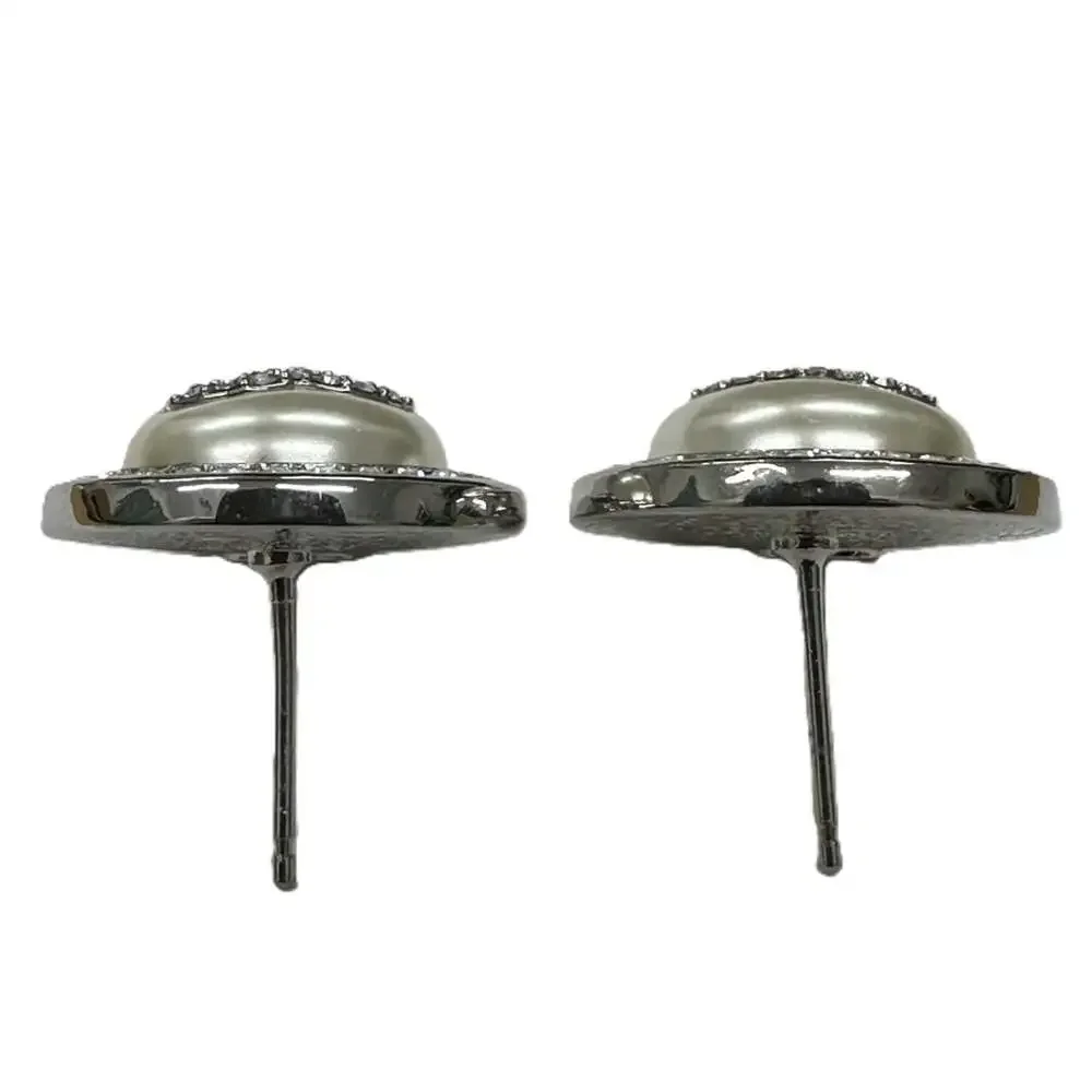 Chanel Cc Logo Round Earrings Sterling #256810C96B - Picture 7 of 9